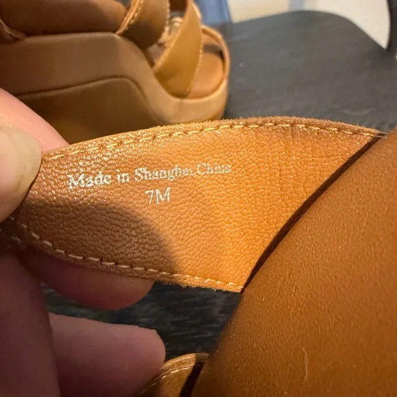 DVF Diane von Furstenberg Camel Leather Rope Wedge Sandals 7M - Picture 12 of 14